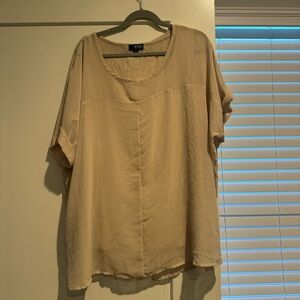 a.n.a Tan Boxy Short Sleeve Blouse